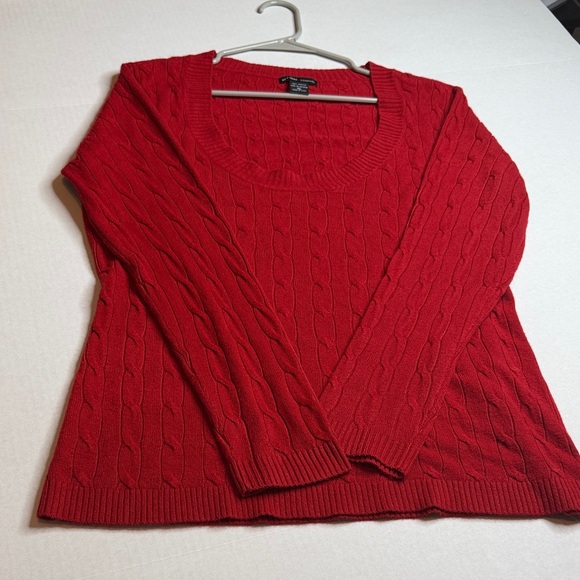 New York & Company Red Crew Neck Cable Knit Sweater XL Soft Cozy Pullover - Picture 6 of 9